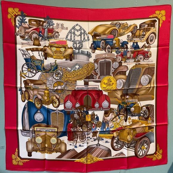 Hermes Rare Vintage 90cm Silk Scarf Automobile Hermès by Joachim Metz New in Box - Picture 16 of 16